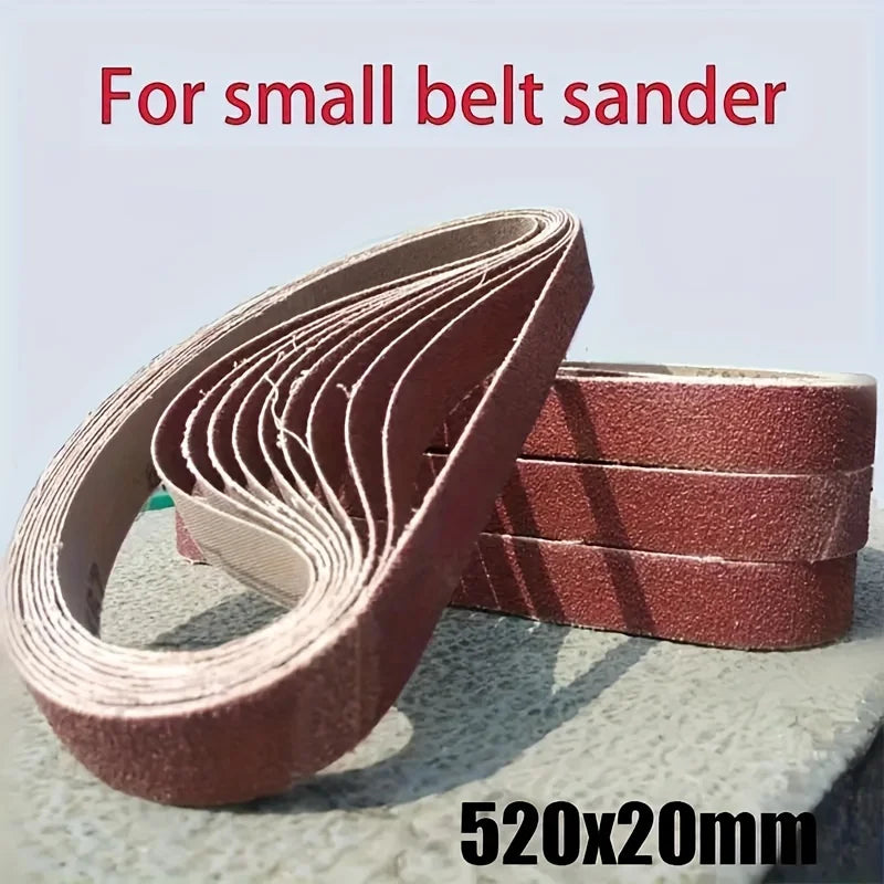 10pcs 60/100/240/320/800#Small Mini Belt Sander For Grinding Stainless Steel Polishing Rust Removing Abrasive Fabric 520x20mm Peaceful Pleasures Health and Wellness