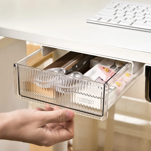 Under Desk No Drill Drawer Organizer Hidden Pen Holder Office Storage Box Student Desk Stationery Peaceful Pleasures Health and Wellness