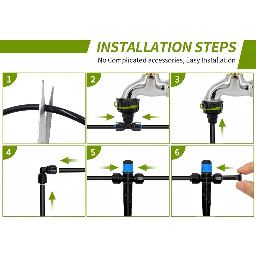 DIY Automatic Irrigation Equipment Set for Lawn Raised Bed Greenhouse,Quick-Connect Drip Irrigation Kit Garden Watering System Peaceful Pleasures Health and Wellness