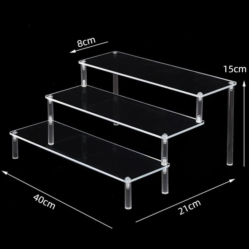 Black Acrylic Display Stand 1–5 Tier Riser for Figures & Decor