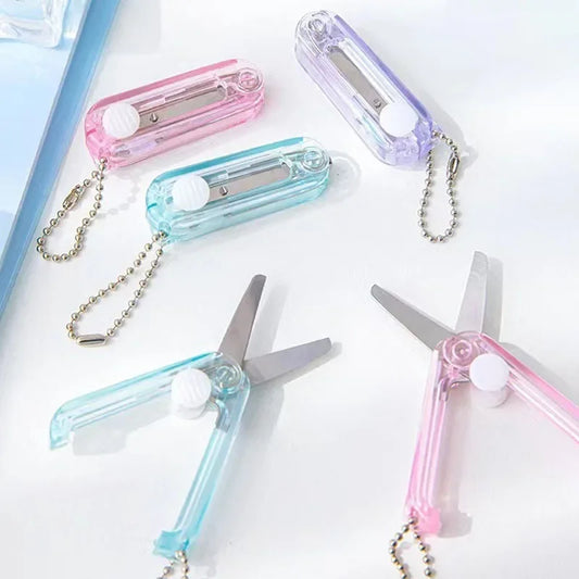 Transparent Mini Folding Scissors – Portable Retractable Craft Tool Craft Scissors Peaceful Pleasures Health and Wellness