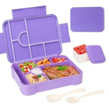 Kids Cartoon Bento Lunch Box – Leakproof Divided Microwave-Safe Food Container for School