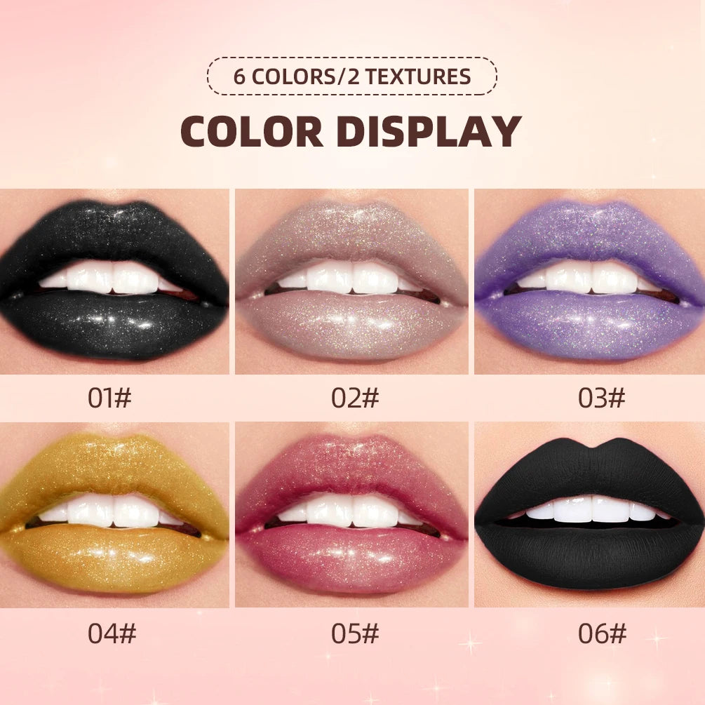 QBEST 6 Colors Glitter Liquid Lipstick Diamond Shimmer Metallic Lipgloss Non-Stick Cup Lipstick Long Lasting Shinning Lip Stain Peaceful Pleasures Health and Wellness