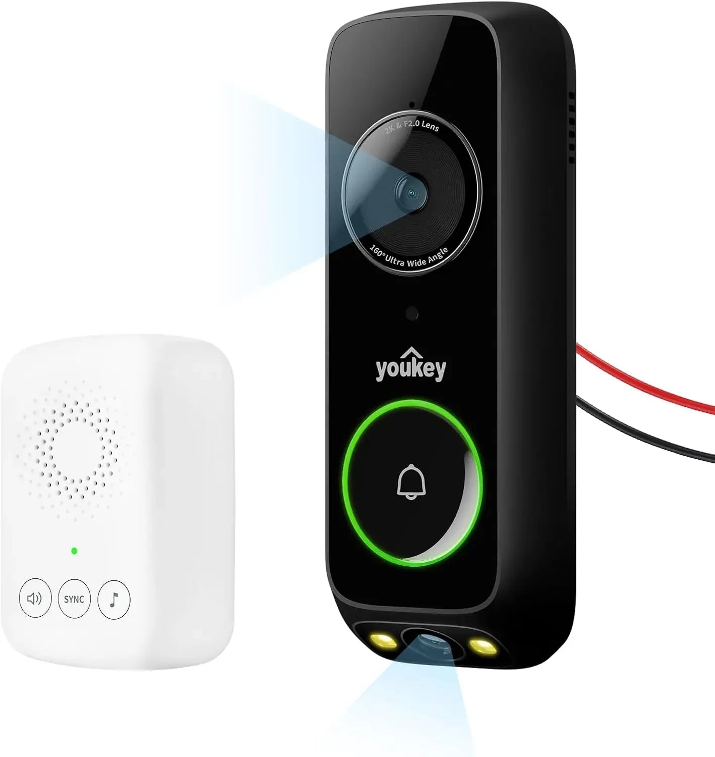 2K Wired Doorbell Camera with Chime, No Monthly Fee, Head-to-Toe Video, Package Detection, WiFi-6, 8GB Storage Peaceful Pleasures Health and Wellness United States