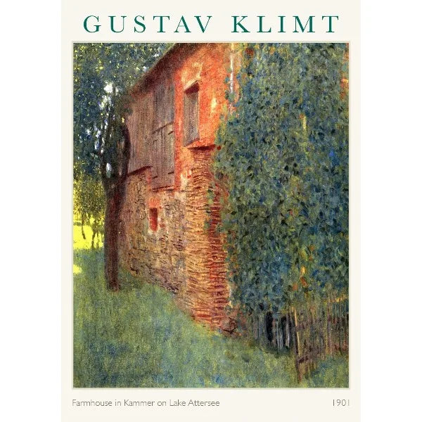 Gustav Klimt Art Print Exhibition Poster Farmhouse Birch Tree Pond Landscape Canvas Painting Wall Art for Living Room Home De Peaceful Pleasures Health and Wellness 11 30x40cm Unframed
