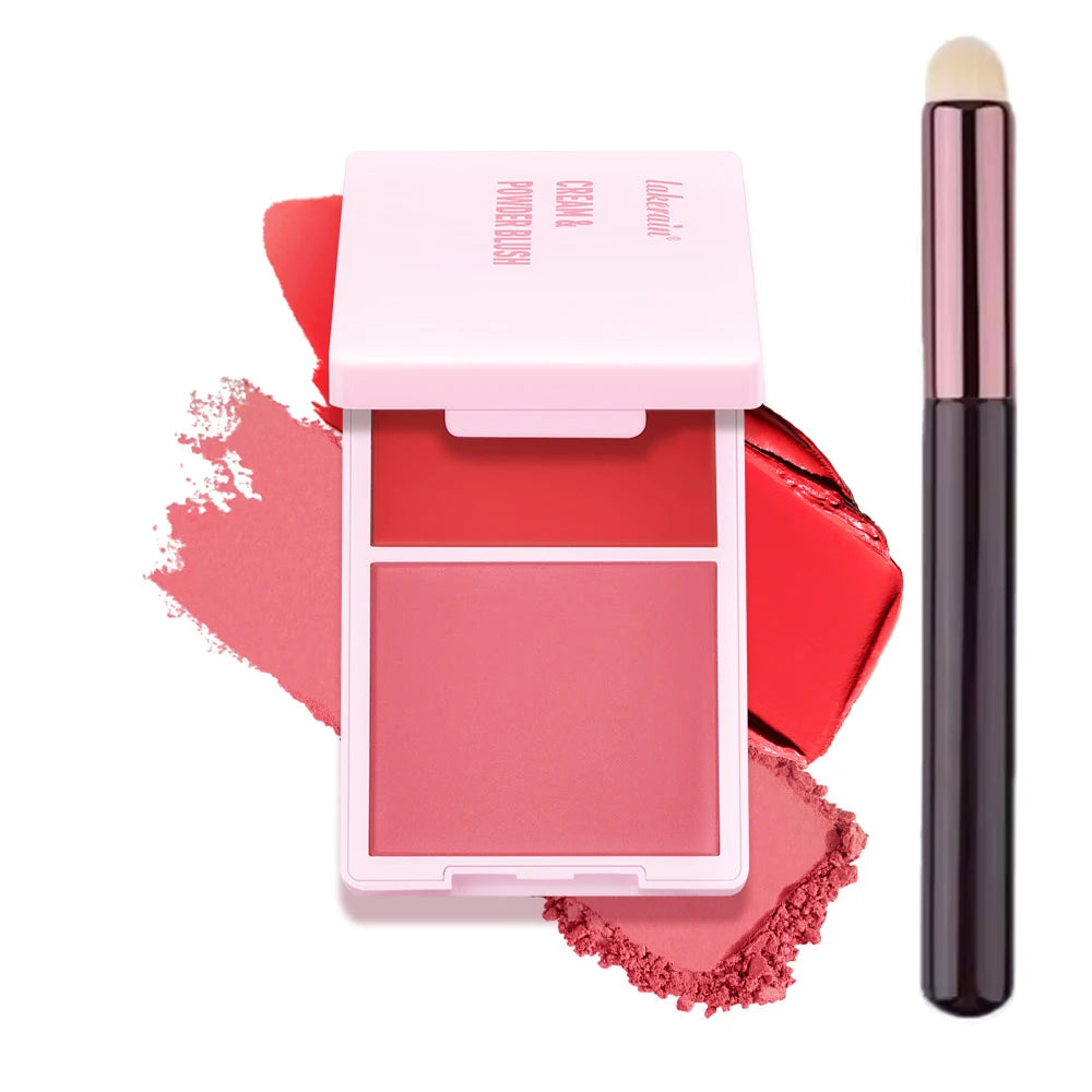 2Color Blush Cream and Brush Powder Long-lasting Wearing High Pigment Natural Matte Blush For Girl Blush Cosmtics Peaceful Pleasures Health and Wellness 5Bright Pinky Coral