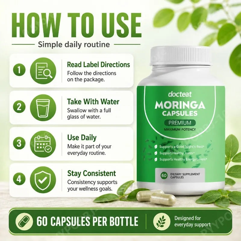 Moringa Capsules – Premium Daily Wellness Support | 60 Caps