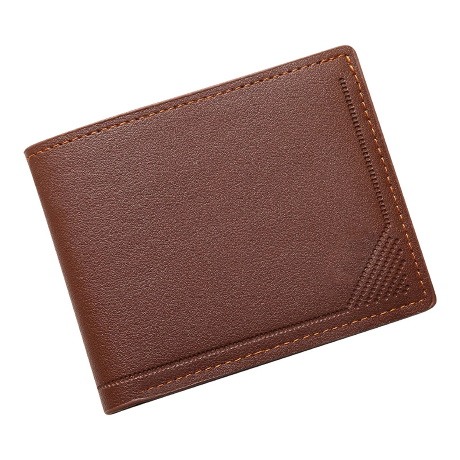 Men's Slim Wallet Short Horizontal Design Multiple Card Slots Large Capacity Soft Leather Business Money Clip Peaceful Pleasures Health and Wellness Brown