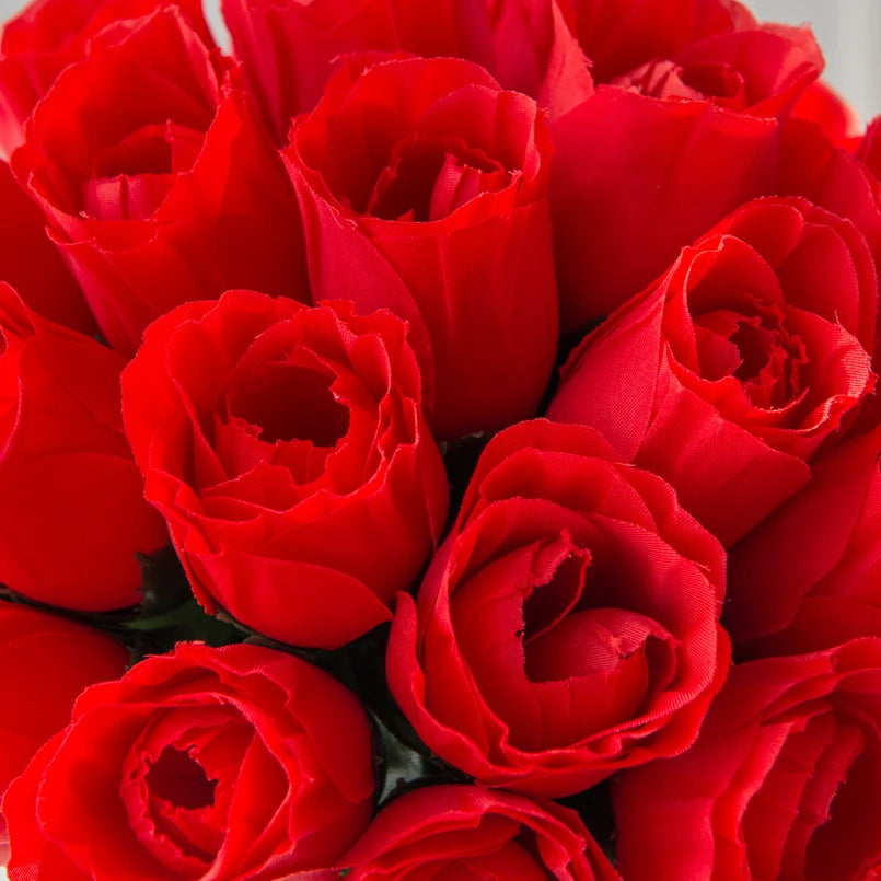 Red Silk Rose Bouquet 10 Pcs – Artificial Flowers for Weddings