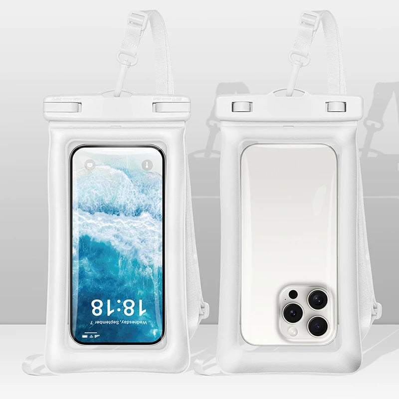 IPX8 waterproof mobile phone bag transparent pouch for swimming bag phone waterproof case underwater phone case waterproof pouch Peaceful Pleasures Health and Wellness White(7.2 inch)