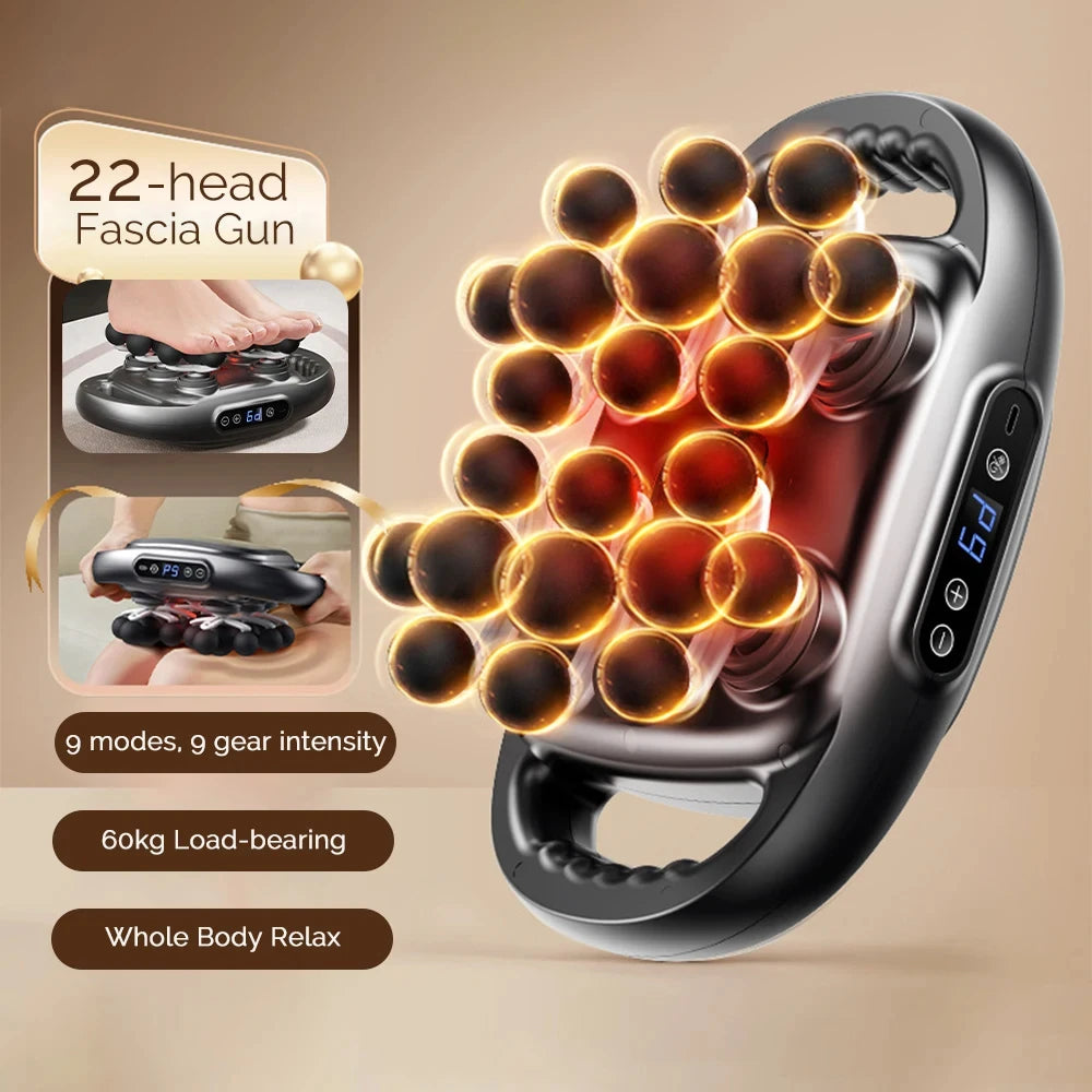 22-Head Deep Tissue Percussion Massage Gun, High-Power Vibration for Targeted in Back Neck & Shoulders Massage Peaceful Pleasures Health and Wellness