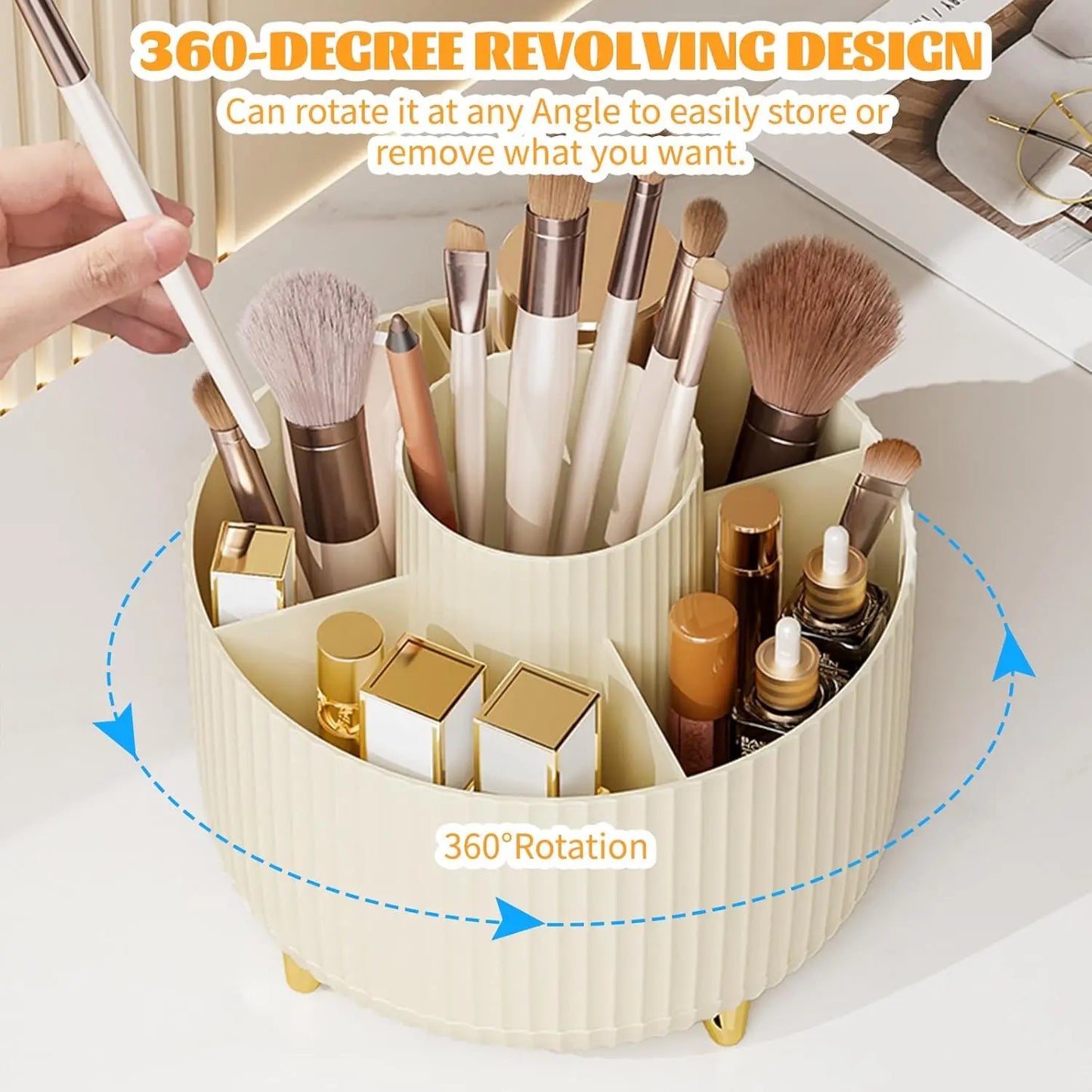 360° Rotating Makeup Organizer | Spinning Countertop Storage