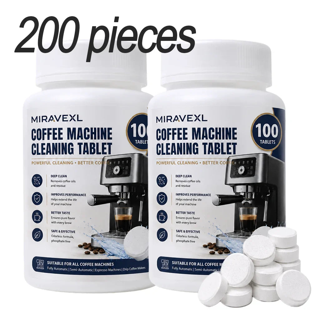 MIRAVEXL 100-Pack Coffee Machine Cleaning Tablets | Espresso & Drip