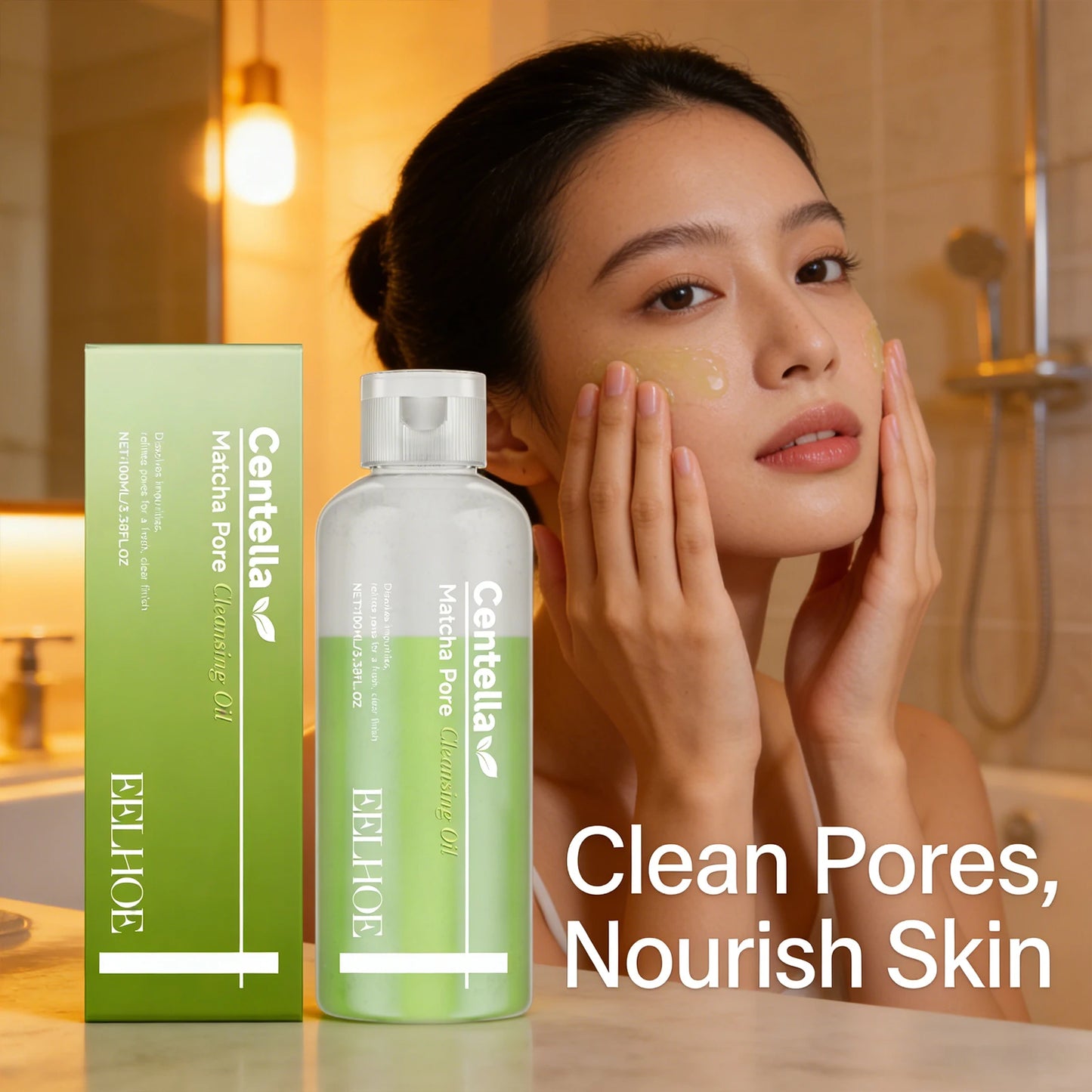 Matcha Cleansing Oil Gentle Remove Blackhead Shrink Pore Refreshing Control Oil Moisturizing Face Makeup Remover Oil Skin Care Peaceful Pleasures Health and Wellness