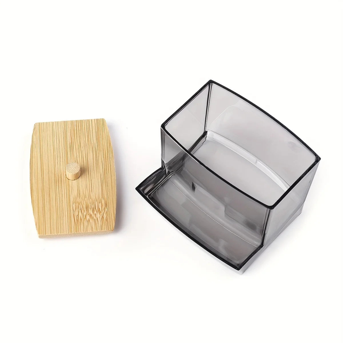 Acrylic Cotton Swab Holder with Lid Clear Dispenser Bathroom Containers Canister Qtip Holder Bathroom Countertop Storage Peaceful Pleasures Health and Wellness