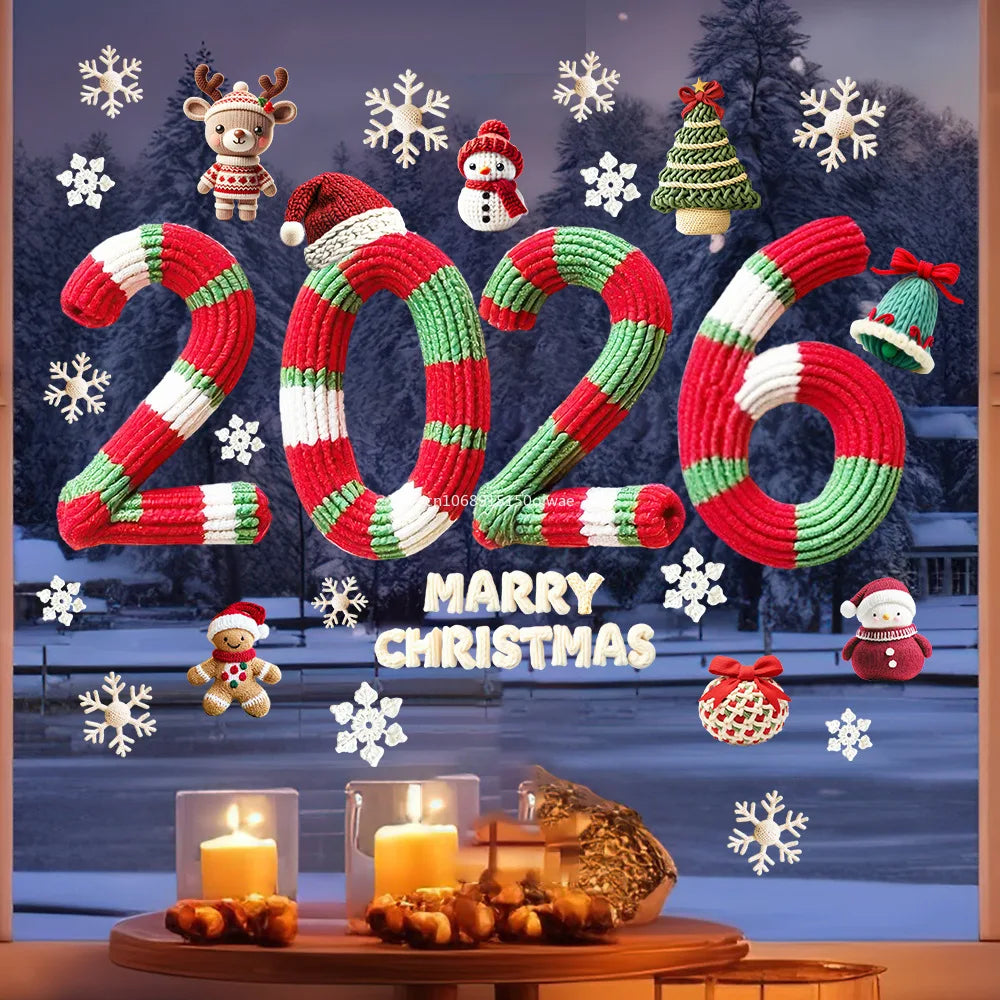 2026 Christmas Scene Window Stickers Large Store Window Door Decor | Reflective Number Stickers | Removable Static Clings Decor Peaceful Pleasures Health and Wellness