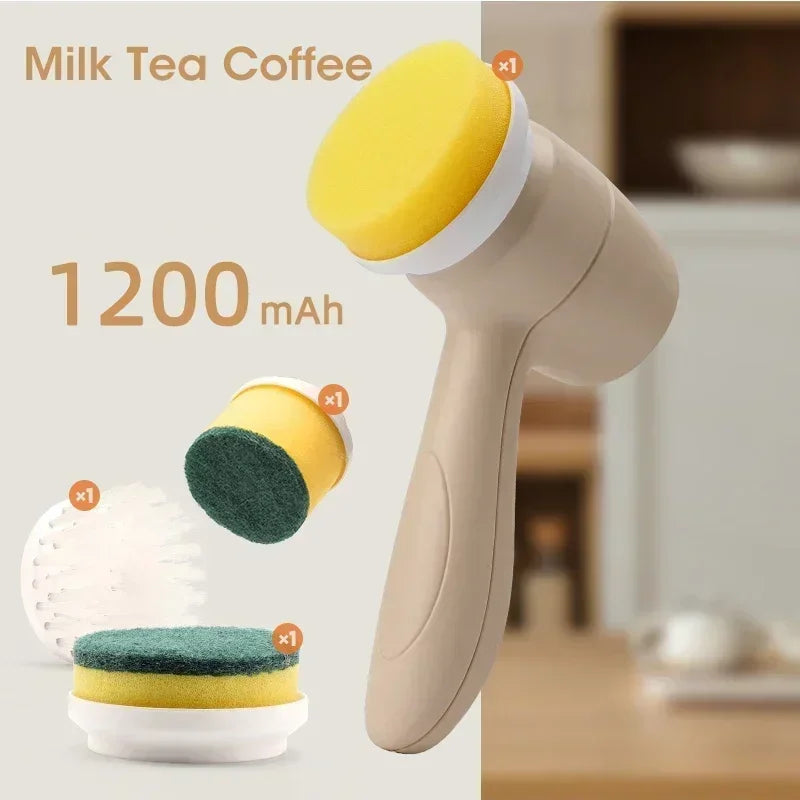 Electric Cleaning Brush Automatic Wireless USB Rechargeable Dishwashing Brush Professional Cleaning for Kitchen Bathtub Tile Peaceful Pleasures Health and Wellness Brush