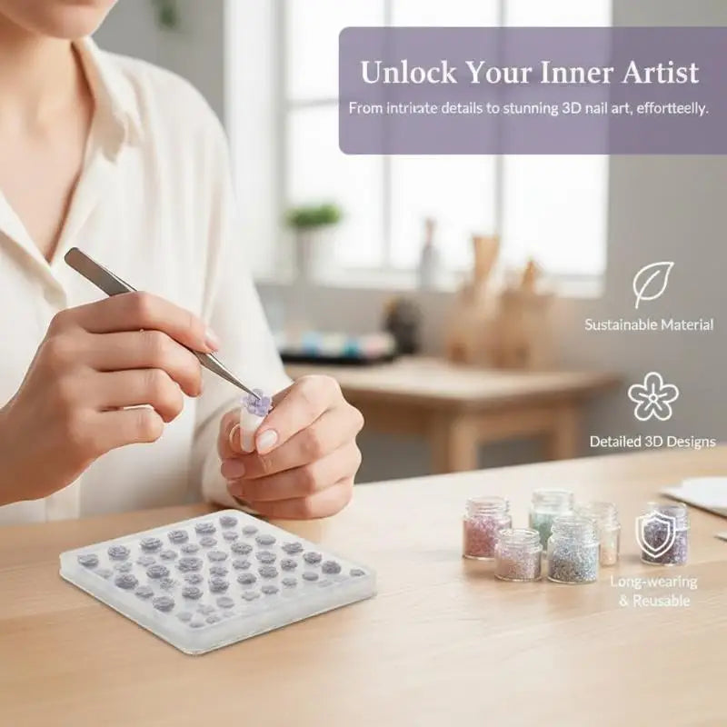 3D Rose Silicone Nail Mold – DIY Gel Acrylic Nail Art Tool