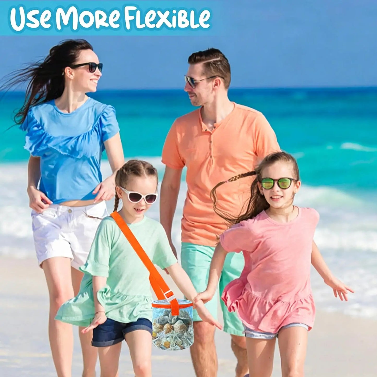 Beach Shell Bags 2-Pack | Mesh Sand Toy Storage Pouches