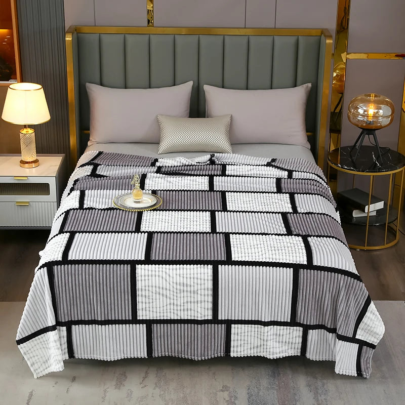 Plaid Fleece Bed Blankets Queen King Soft Lightweight Plush Fuzzy Blanket Lightweight Blanket for Travel Camping Bedspreads Peaceful Pleasures Health and Wellness Blanket C 150x200cm