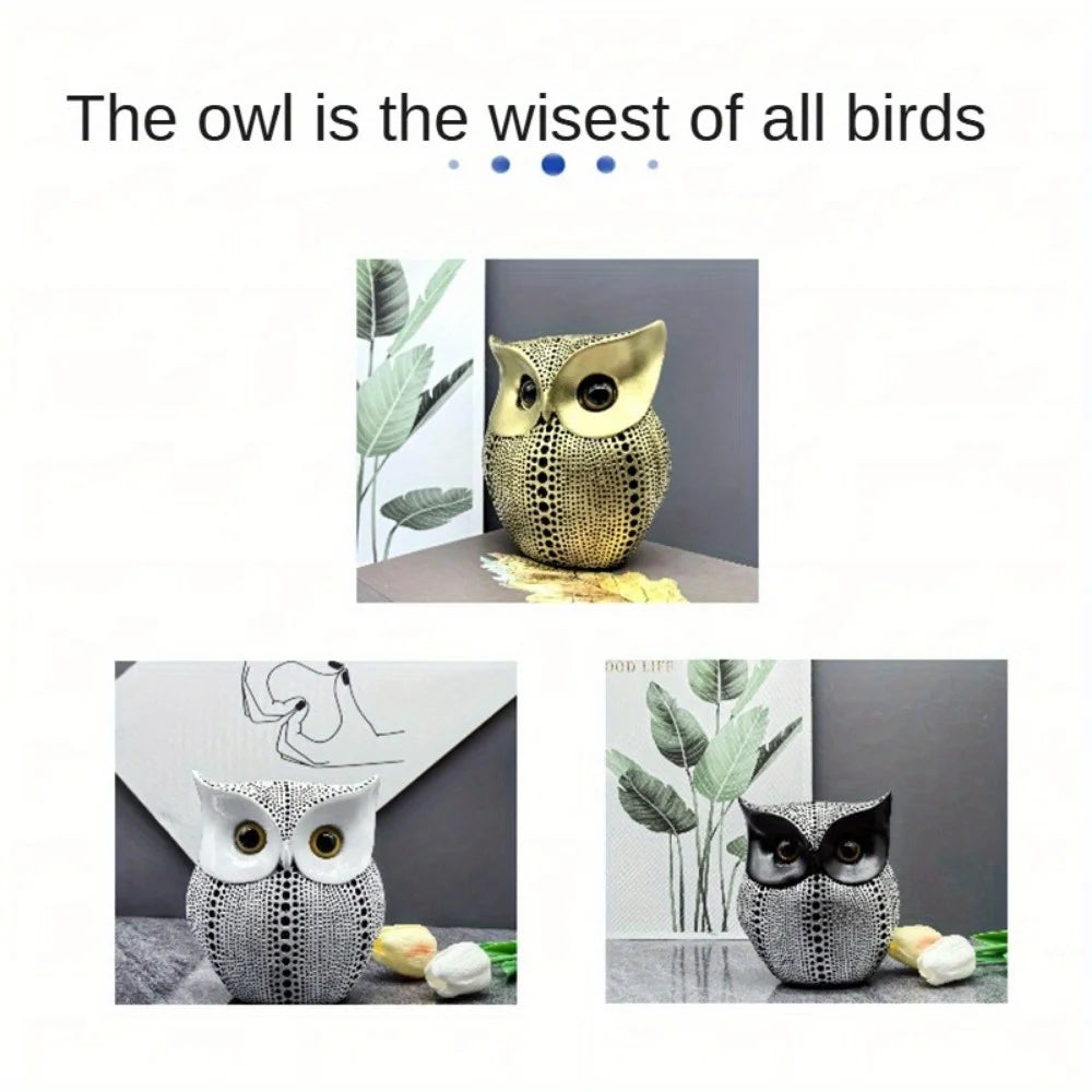 Resin Owl Statue – Black Owl Sculpture for Home & Office Decor