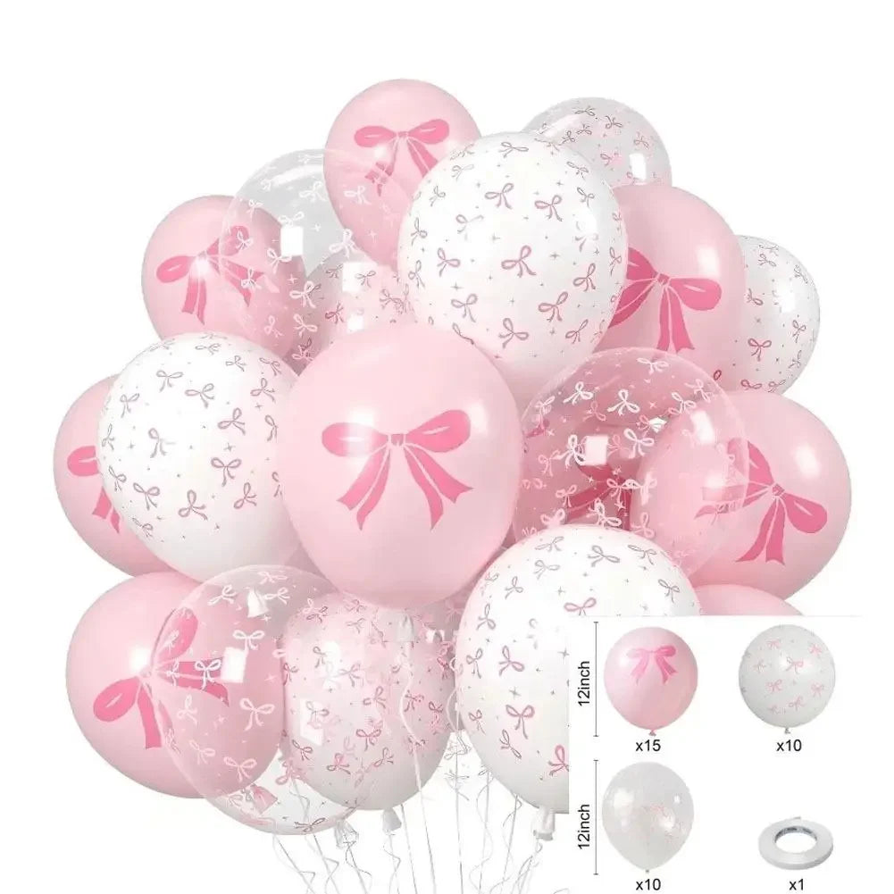 60/35/30pcs Bow Theme Latex Balloons 12 Inches White Pink Bowknot Print, for Girls Birthday Party Baby Shower Wedding Decor Peaceful Pleasures Health and Wellness