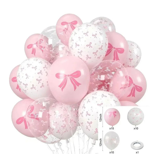 60/35/30pcs Bow Theme Latex Balloons 12 Inches White Pink Bowknot Print, for Girls Birthday Party Baby Shower Wedding Decor Peaceful Pleasures Health and Wellness