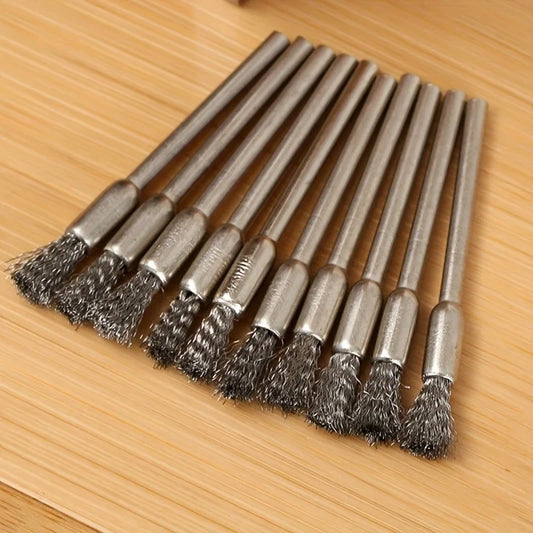12-Piece Stainless Steel Wire Brush Round Handle Uncharged Cleaning Peaceful Pleasures Health and Wellness