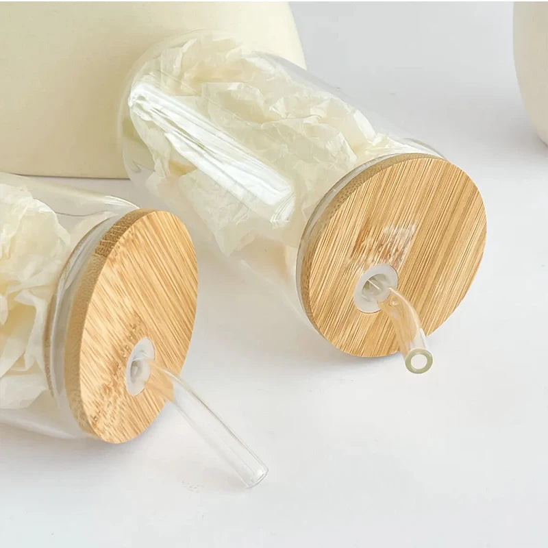 Personalized Birth Flower Glass Cup | Bamboo Lid & Straw Gift