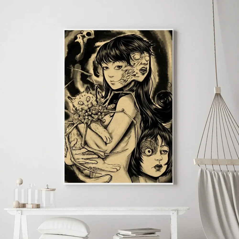 Junji Ito Horror Anime Canvas Poster | Dark Aesthetic Wall Art