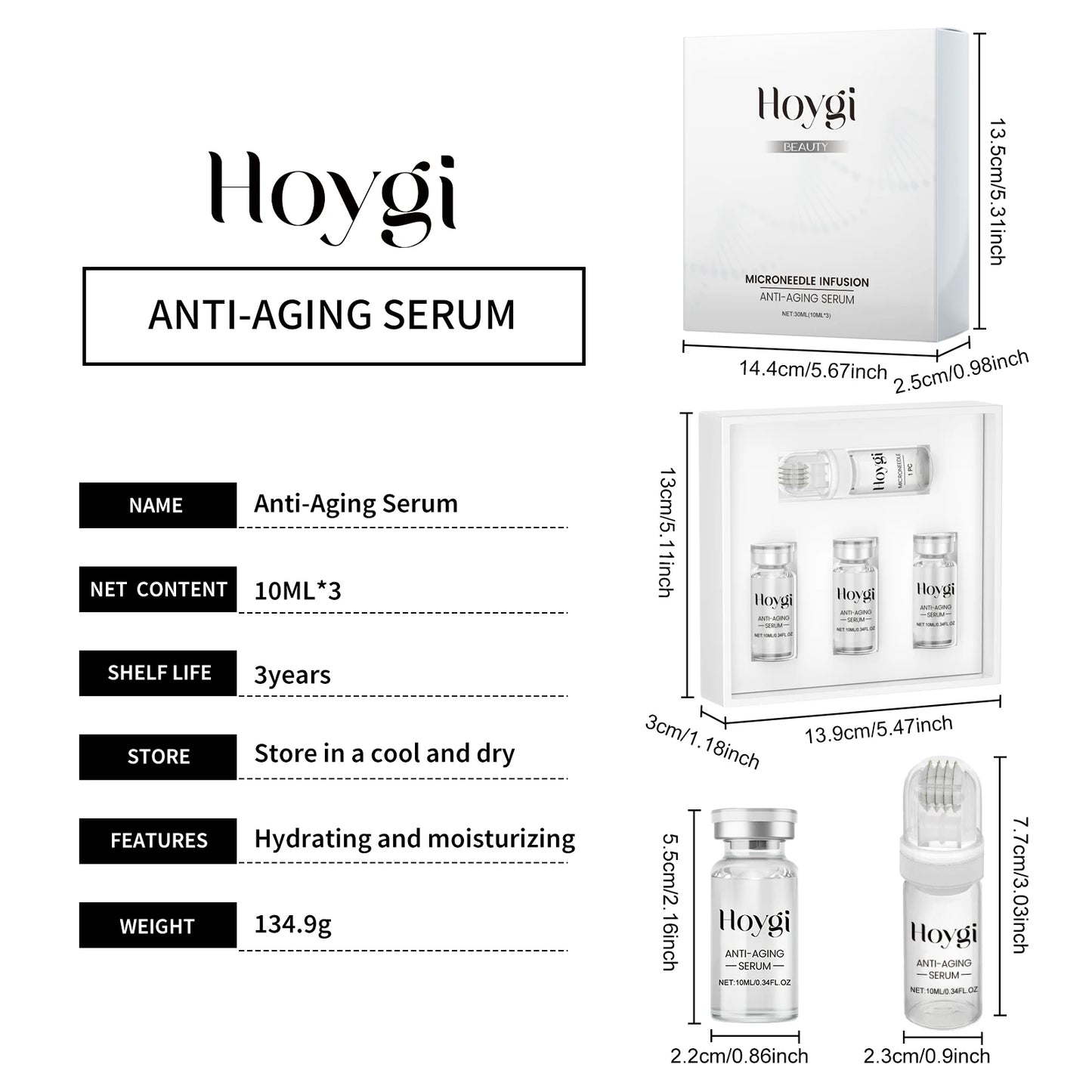 Hoygi 30ml Hydrating Face Serum Roller Set | Anti-Aging Glow