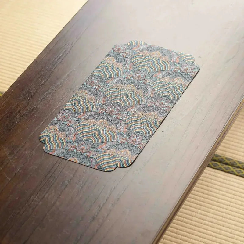 1pc Double Sided Brocade Tea Mat Chinese Zen Style Non Slip Dry Retro Dining Table Decoration Traditional Coaster Peaceful Pleasures Health and Wellness