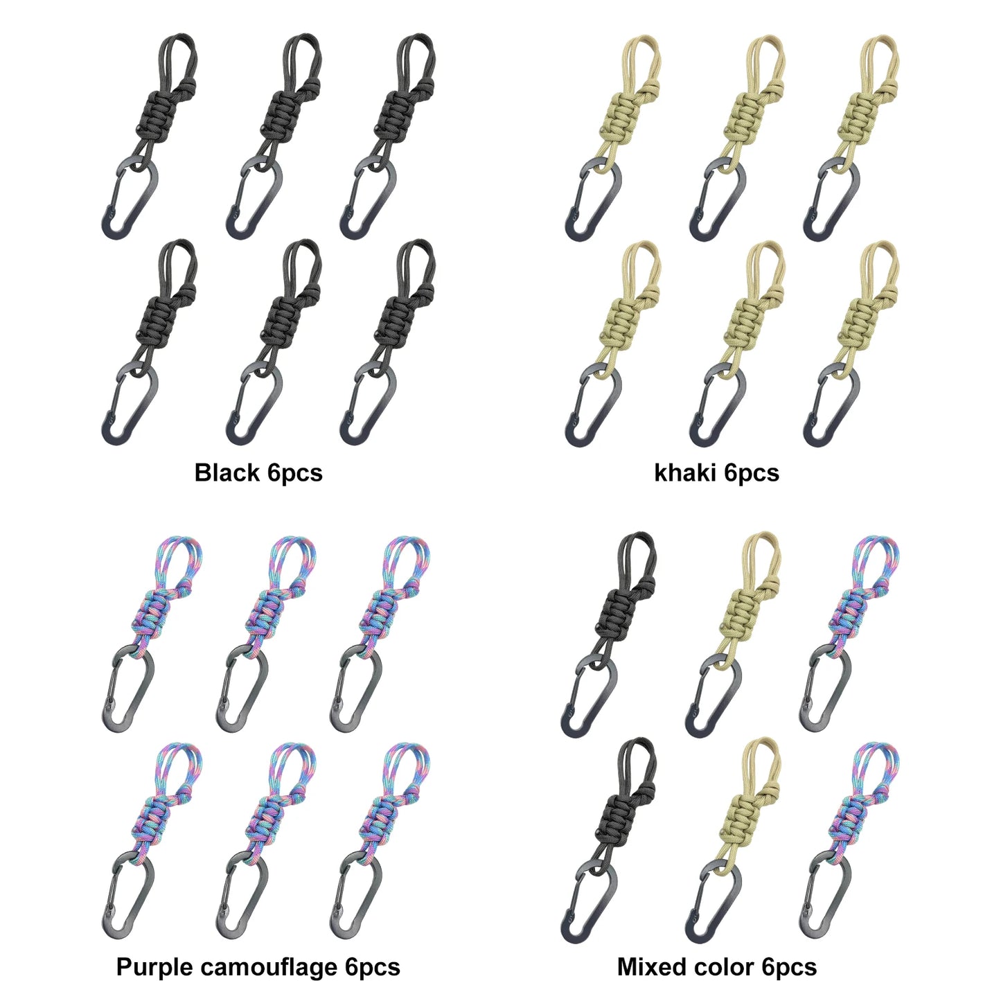 6 Pack Paracord Keychains Adjustable Buckle Braided Lanyard Ring Hook Multifunctional for Camping/Hiking/Fishing/Traveling Peaceful Pleasures Health and Wellness