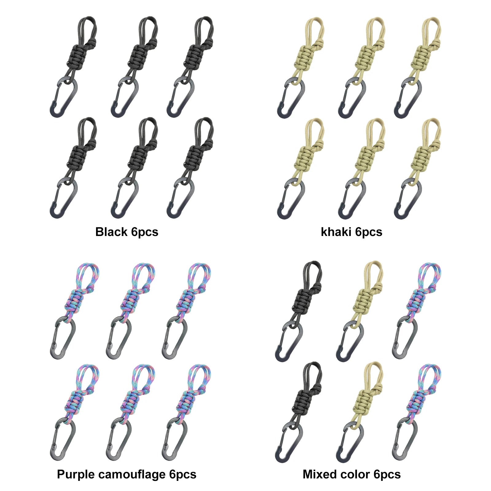 6 Pack Paracord Keychains Adjustable Buckle Braided Lanyard Ring Hook Multifunctional for Camping/Hiking/Fishing/Traveling Peaceful Pleasures Health and Wellness