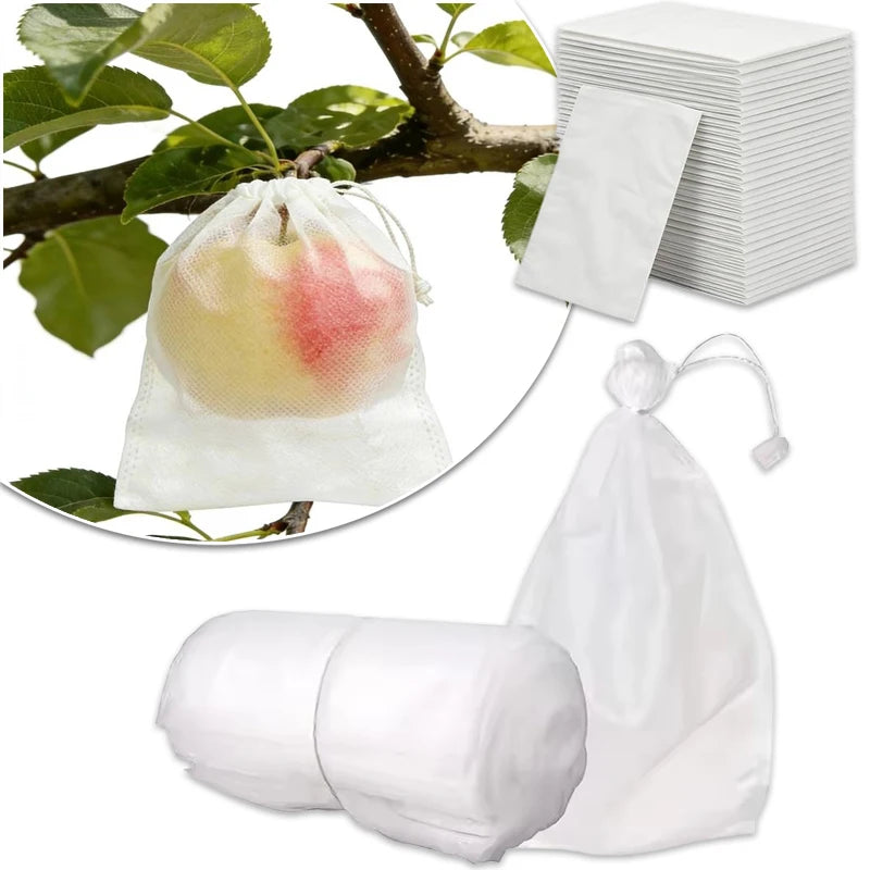 50/100Pcs Fruit Protection Mesh Bags with Drawstring – Bird & Pest