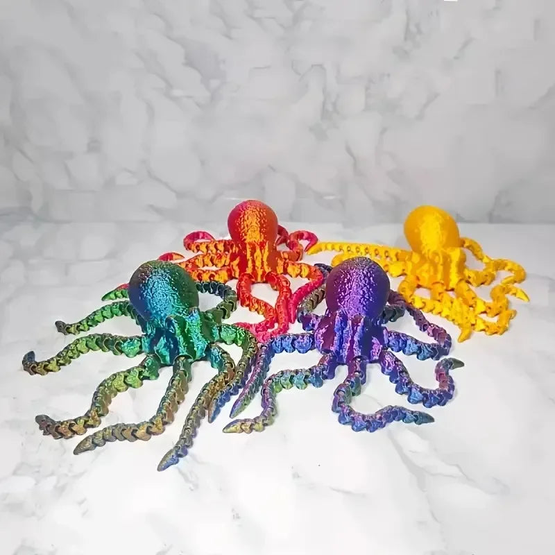 New 19CM 3D Printed Octopus Figurine with Flexible Joints For Home Office Desk Decor Ocean Animal Table Ornament Ideal Gift Toy Peaceful Pleasures Health and Wellness