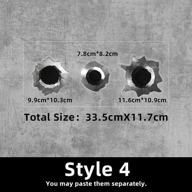 3-Pack Realistic Fake Bullet Hole Car Stickers Waterproof Sunproof Gunshot Decals Funny Prank Stickers to Cover Car Scratches Peaceful Pleasures Health and Wellness Style 4