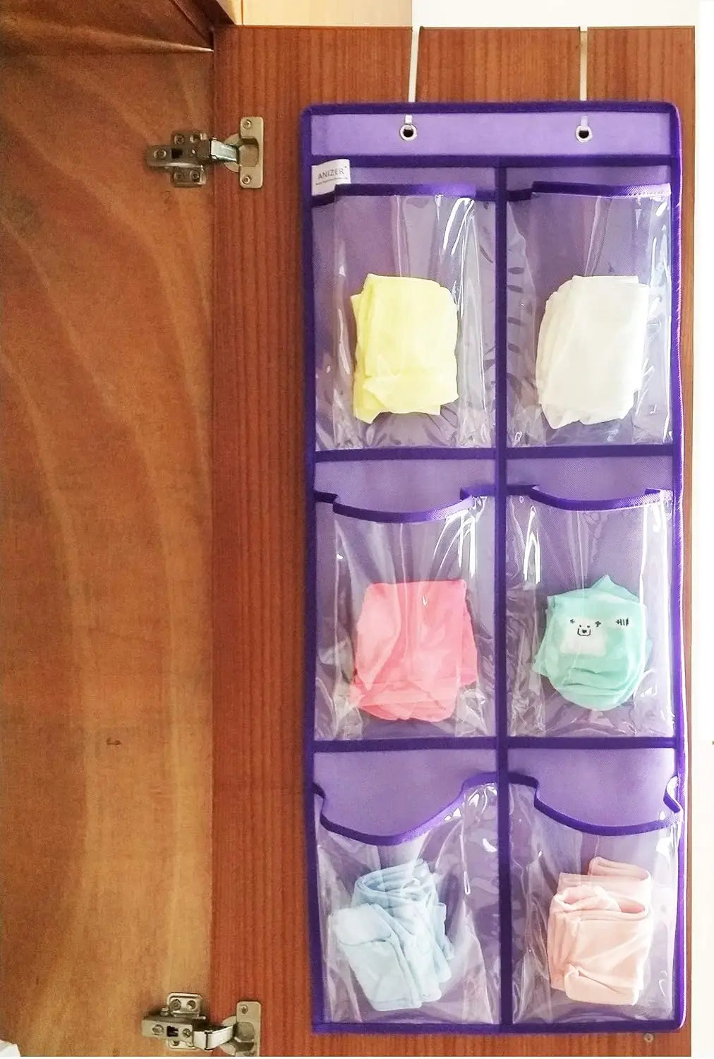 Over Door Shoe Organizer – 6 Clear Pockets, Purple, 2 Pack Home Organization Peaceful Pleasures Health and Wellness