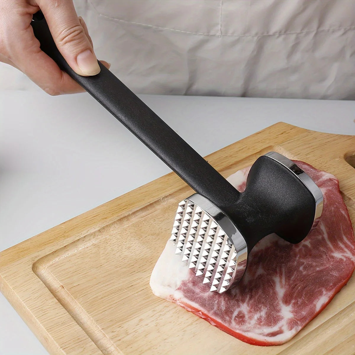 Heavy Duty Stainless Steel Meat Tenderizer Hammer | Rubber Grip