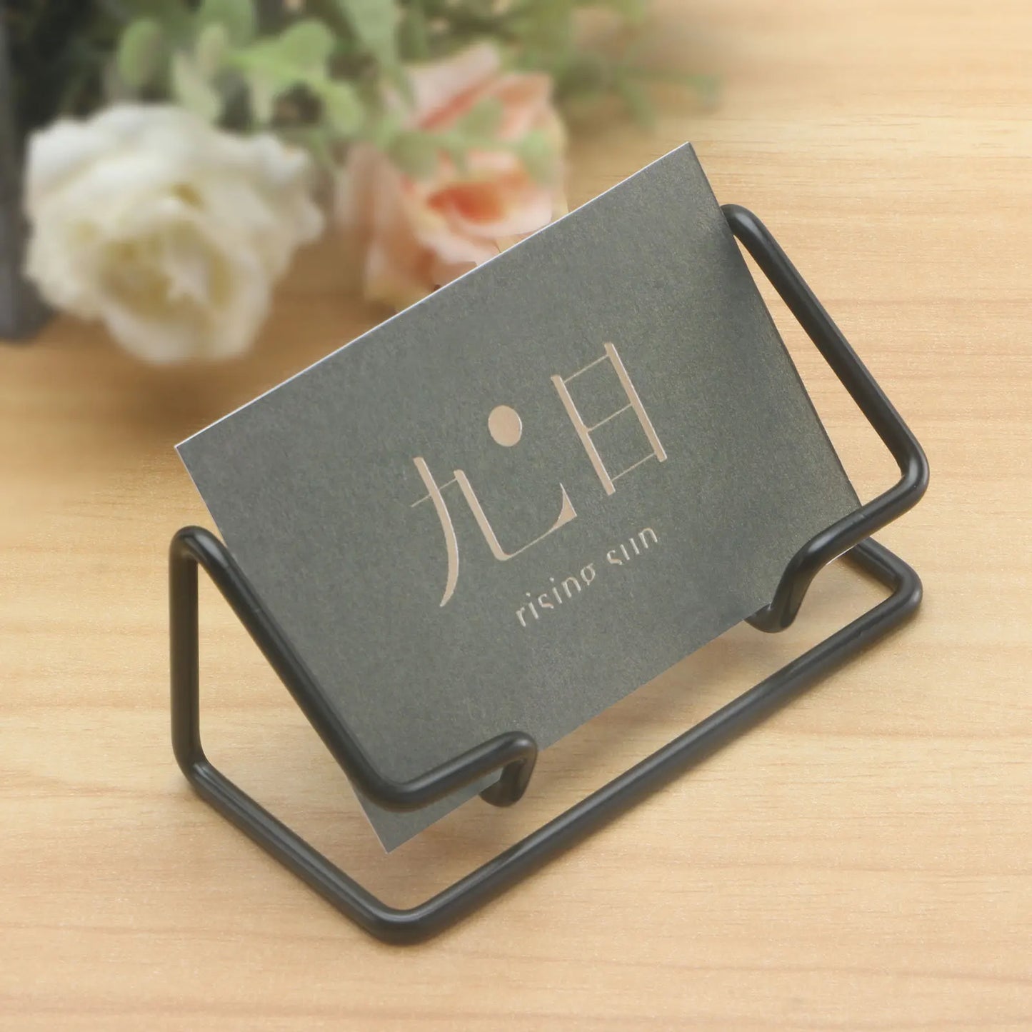 New Desktop Business Card Holder Fashion Metal Business Card Display Holder Modern Business Name Card Stand Home Office Peaceful Pleasures Health and Wellness Black