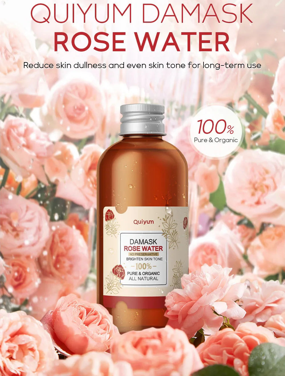 QUIYUM Damask Rose Water Facial Toner Anti-Aging 100ml