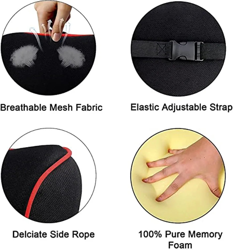 Memory Foam Car Neck Pillow & Lumbar Back Support Set | 3D Cervical & Spine Support – Breathable, Adjustable