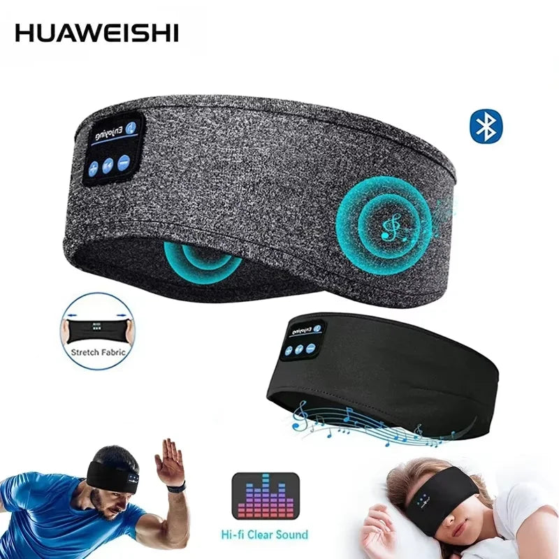HUAWEISHI Bluetooth 5.4 Earphones Sports Sleeping Headband Elastic Wireless Headphones Music Eye Mask Wireless Headset Headband Peaceful Pleasures Health and Wellness