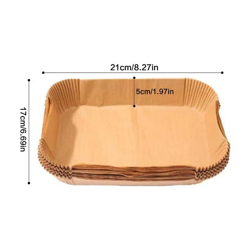 50pcs Rectangle Air Fryer Liners Non-Stick Disposable Parchment