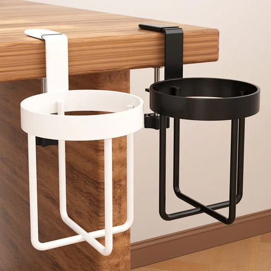 Table Edge Water Cup Holder Iron Hanging Office Coffee Cups Hook Desk Side Storage Rack Fixed No-punching Traceless Mug holder Peaceful Pleasures Health and Wellness