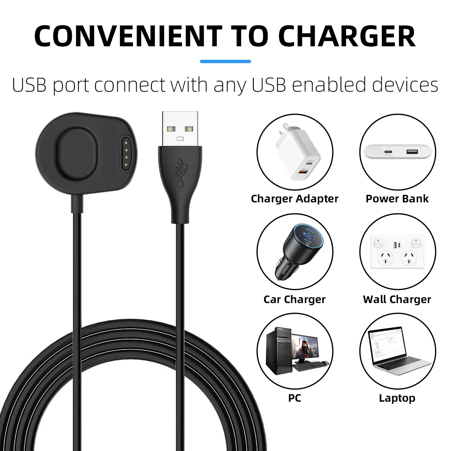 For Suunto 7 GPS Sports Watch USB Charger Smart Watch Charger Cable Fast Charger Replacement Charger Peaceful Pleasures Health and Wellness