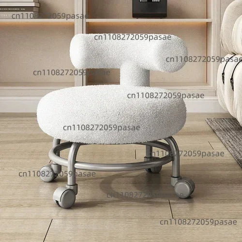 Lamb Wool Rolling Low Stool – 8 Colors, Carbon Steel Frame