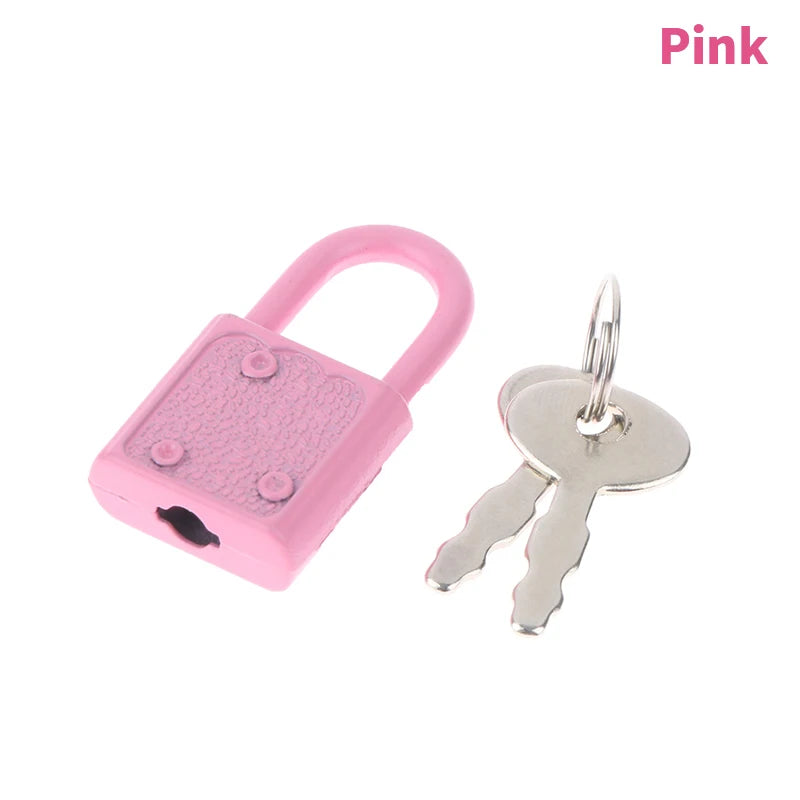 1Set 6Colors Rectangle Padlocks Mini Luggage Hardware Locks With Key Lock For Travel Wedding Jewelry Box Diary Book Suitcase Peaceful Pleasures Health and Wellness Pink