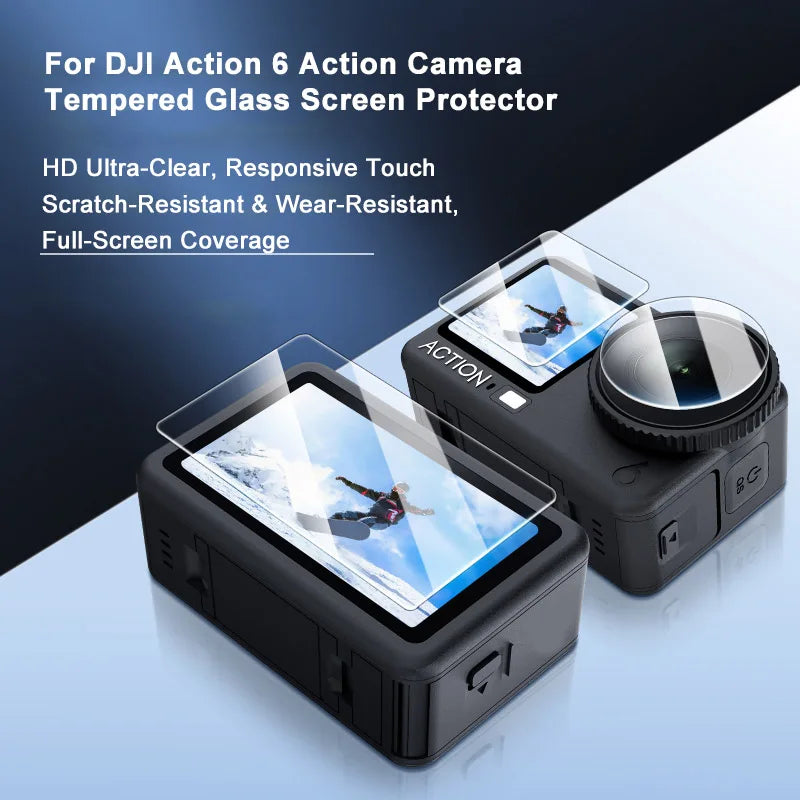 2 Set For DJI Osmo Action6 HD Tempered Glass Screen Protector 99% Light Transmission For DJI Osmo Action6 Camera Easy To Clean Peaceful Pleasures Health and Wellness