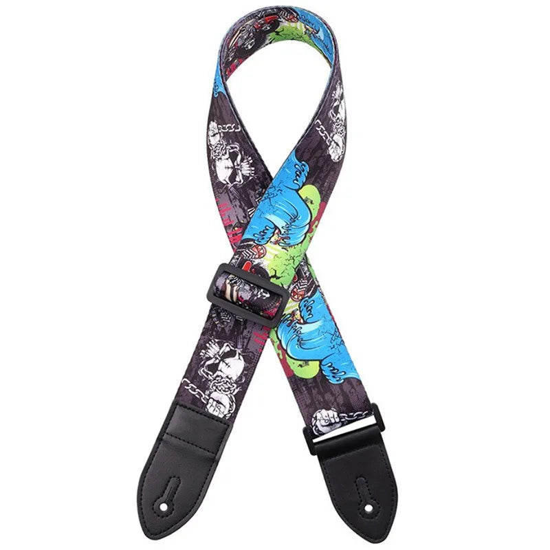 Fashion Colorful Guitar Strap Printed Adjustable Belt Crossbody